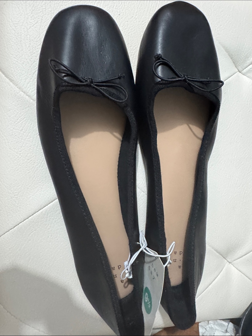 Women's Black Ballet Flats with Bow Accent